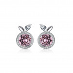 Cercei Olive din argint si cristale Swarovski Pink